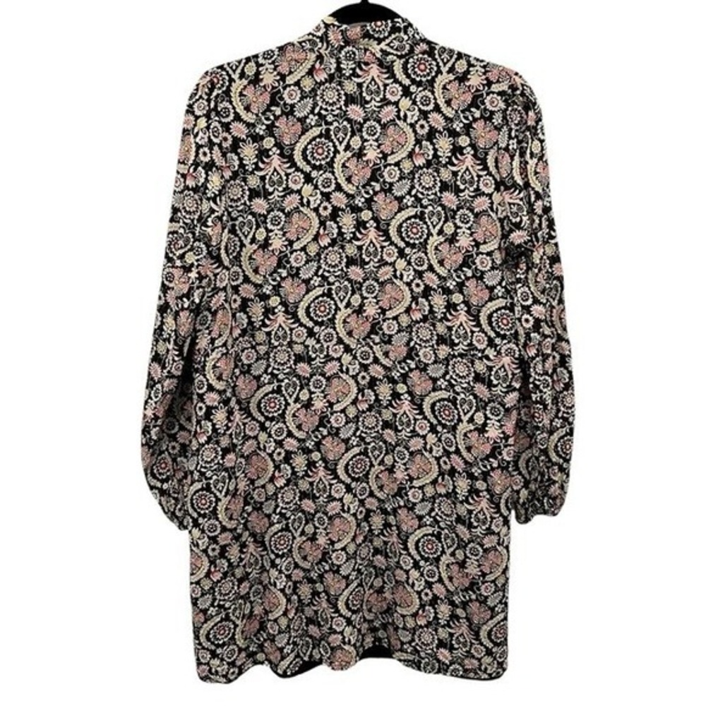 Boden Black Gold Paisley Metallic Lurex Tie Neck Mini Dress Pockets US 12 D0440 - Picture 5 of 12